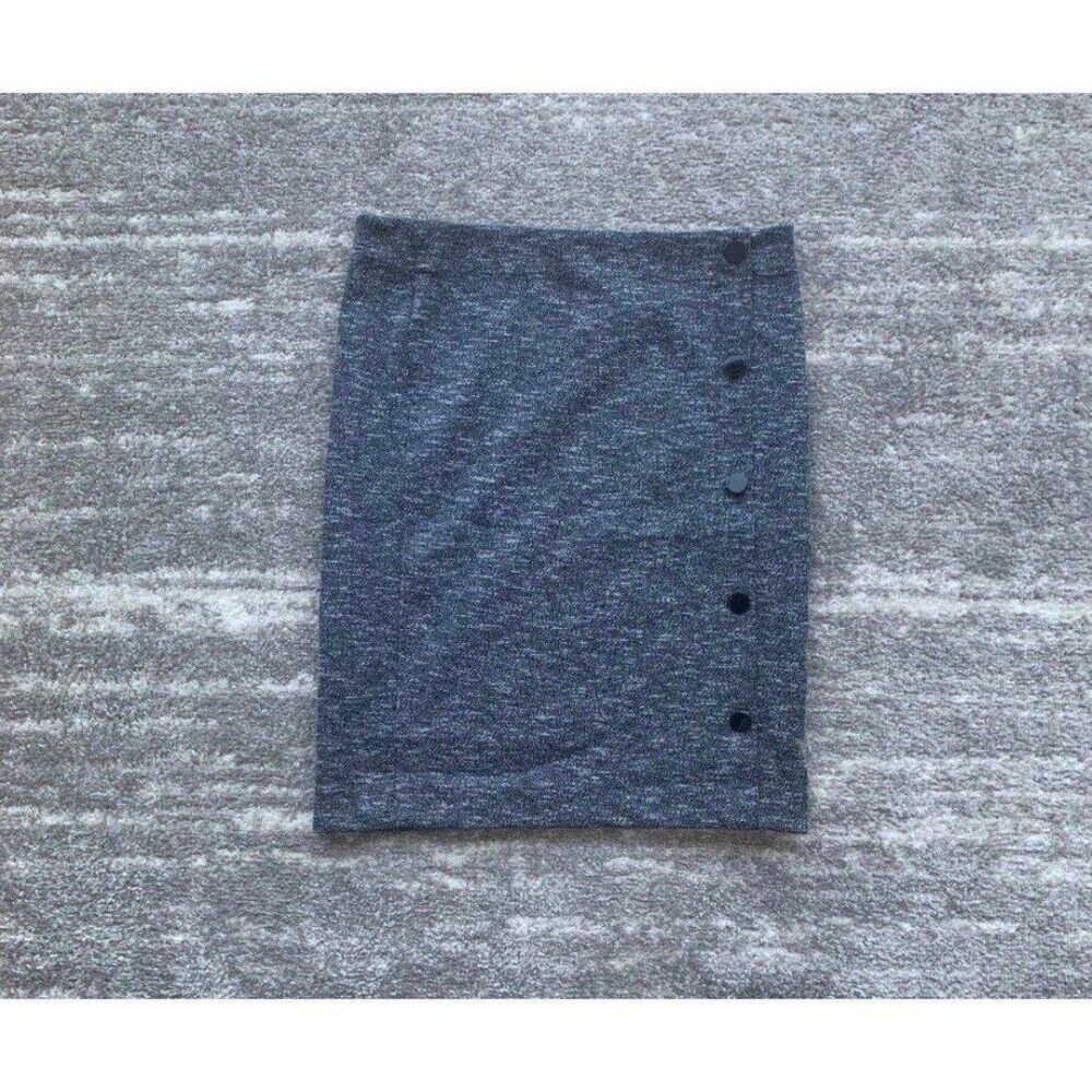 LOFT Marled Gray Tweed Button Pencil Mini Skirt Medium Women Office Minimalist